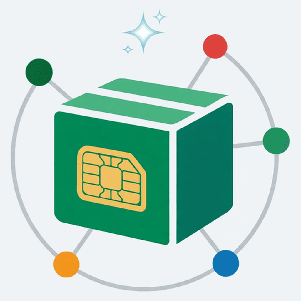 BundleWala app icon: a green parcel with a gold SIM card inside, surrounded by network dots